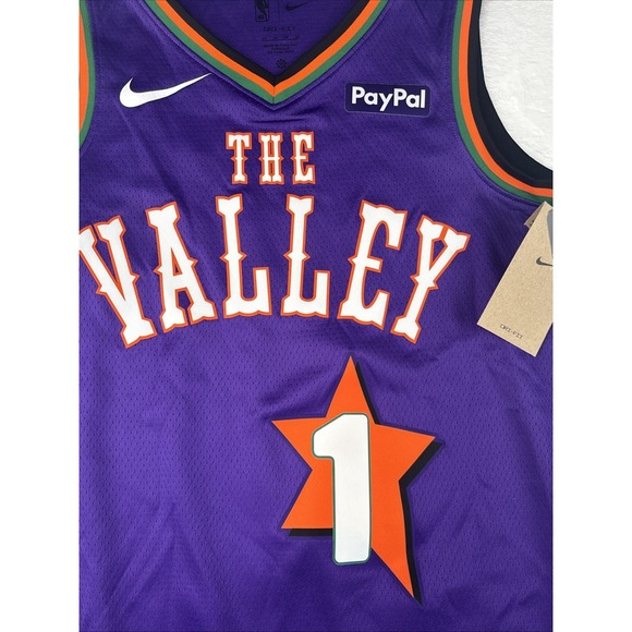 BNWT Devin Booker Phoenix Suns The Valley Nike Authentic Jersey, sz 44 Medium - Picture 3 of 7